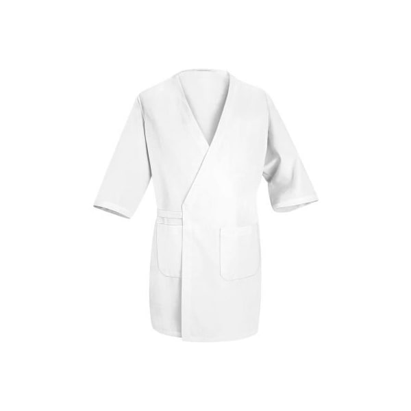 Vf Imagewear Red Kap¬Æ Collarless Butcher Wrap W/Exterior Pockets, White, Polyester/Combed Cotton, L WP10WHRGL